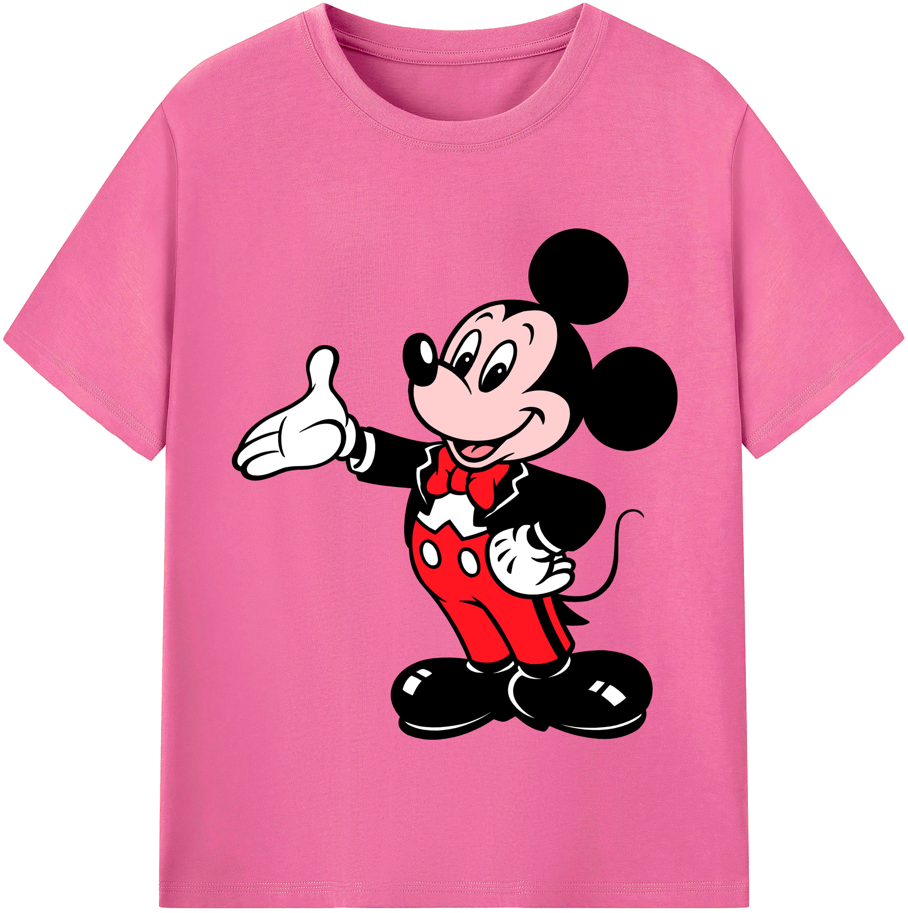 （画像用） ミッキーマウス Mickey Mouse レディースカジュアルプリントTシャツ（綿100％）